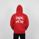 Social Media - Embossed Puff Back Hoodie Red