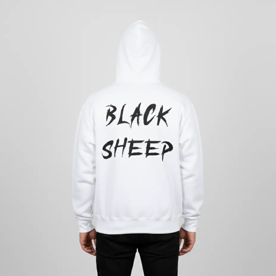 Black Sheep - Embossed Puff Back Hoodie White