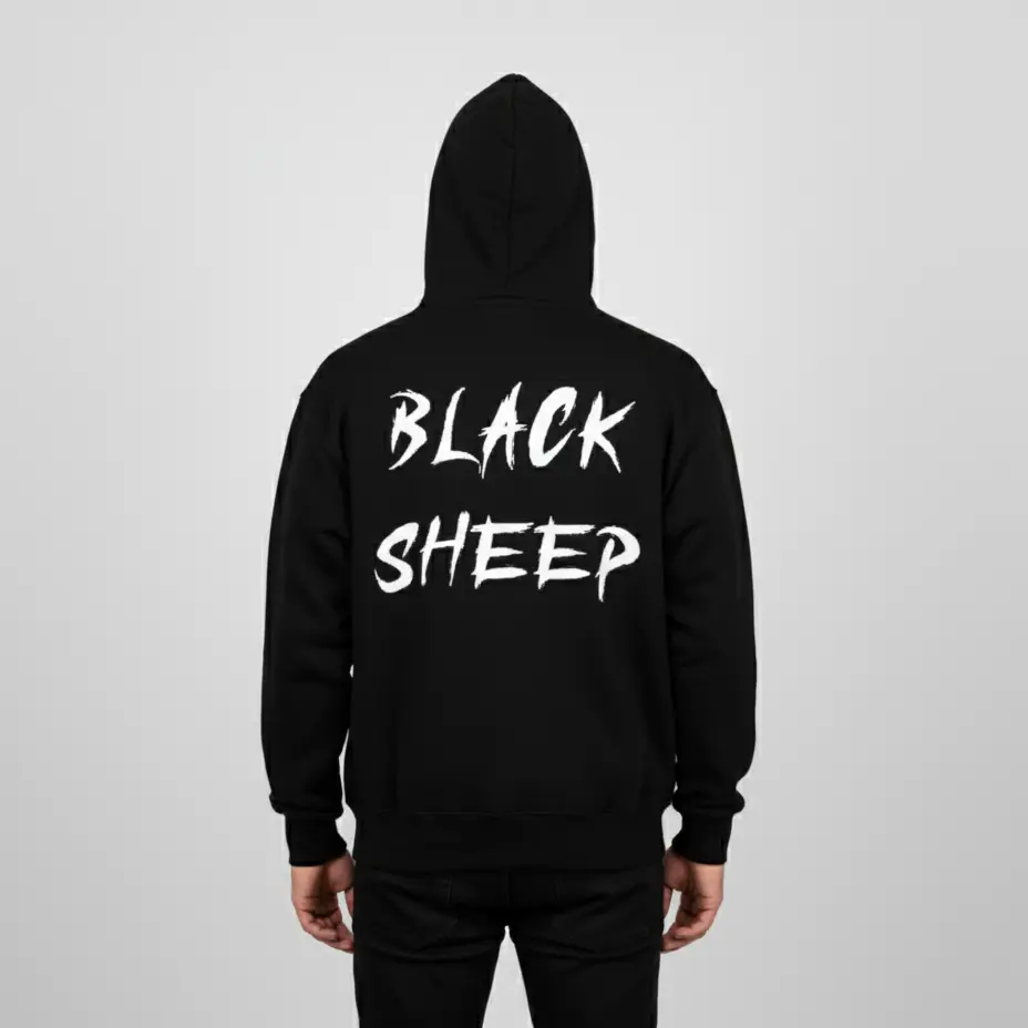 Black Sheep - Embossed Puff Back Hoodie Black