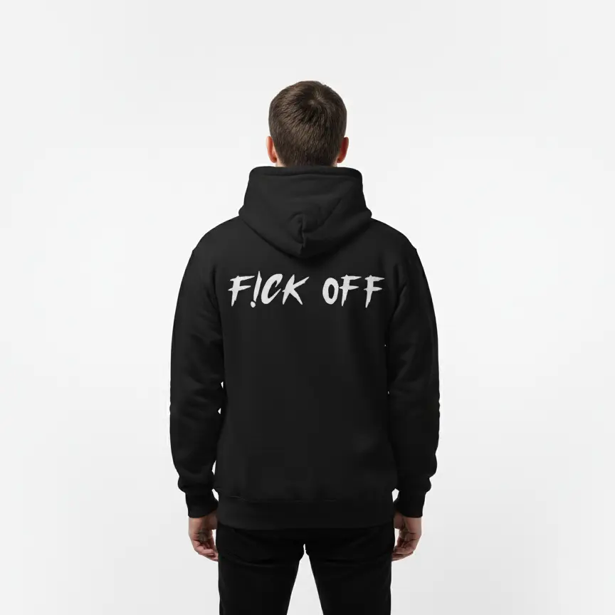 F!ck Off - Embossed Puff Back Hoodie Black