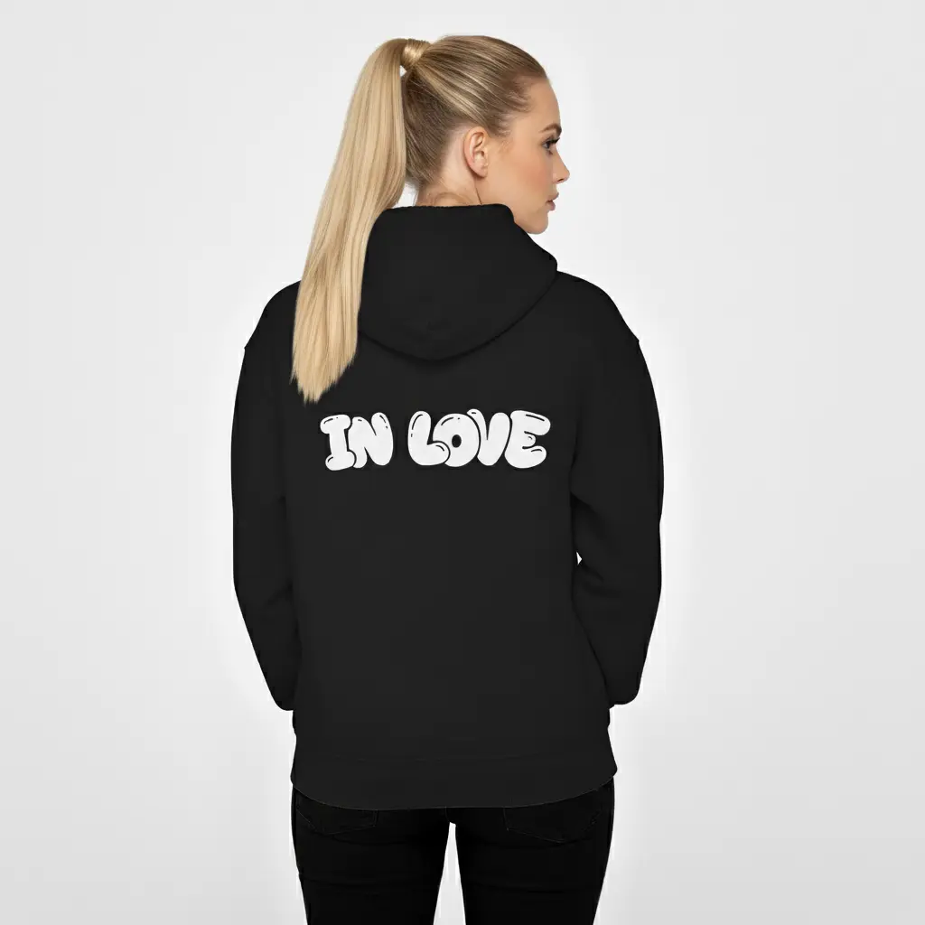 In Love - Embossed Valentines Black Hoodie
