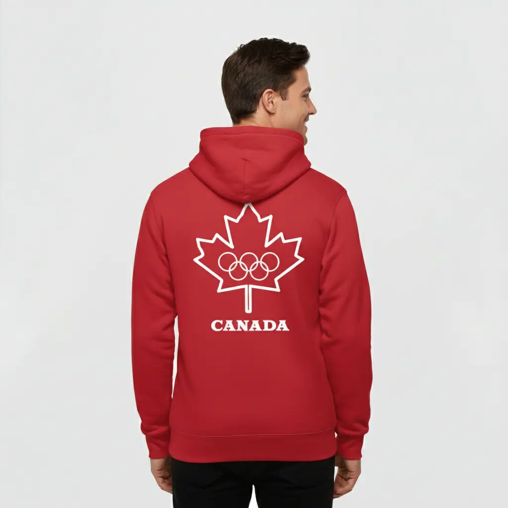 #1 - Olympic - Embossed Canada Red Hoodie