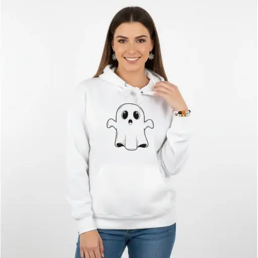 Embossed Spooky Ghost Hoodie