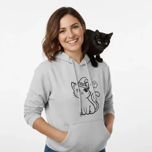Embossed Spooky Cat Hoodie