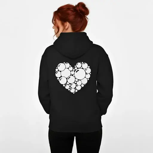 Heart - Embossed Valentines Black Hoodie