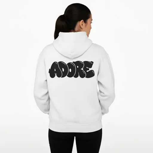 Adore - Embossed Valentines White Hoodie