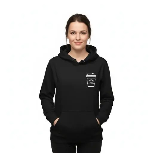 Double Double - Embossed Canada Black Hoodie